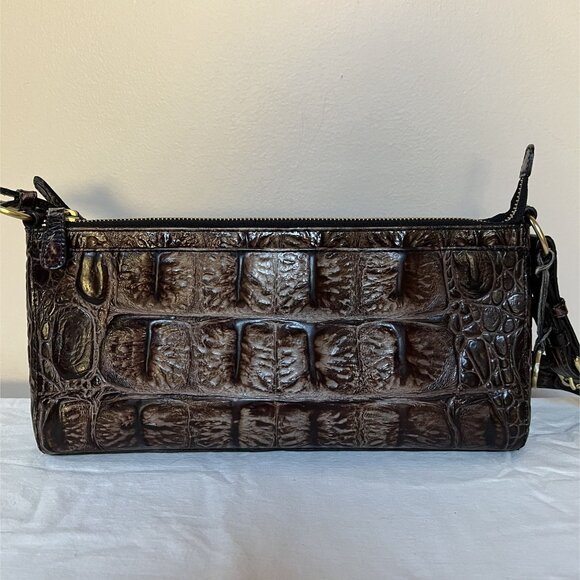Brahmin Y2K Brown Croc Embossed Leather Shoulder Bag 25th Anniversary Edition - Picture 8 of 13